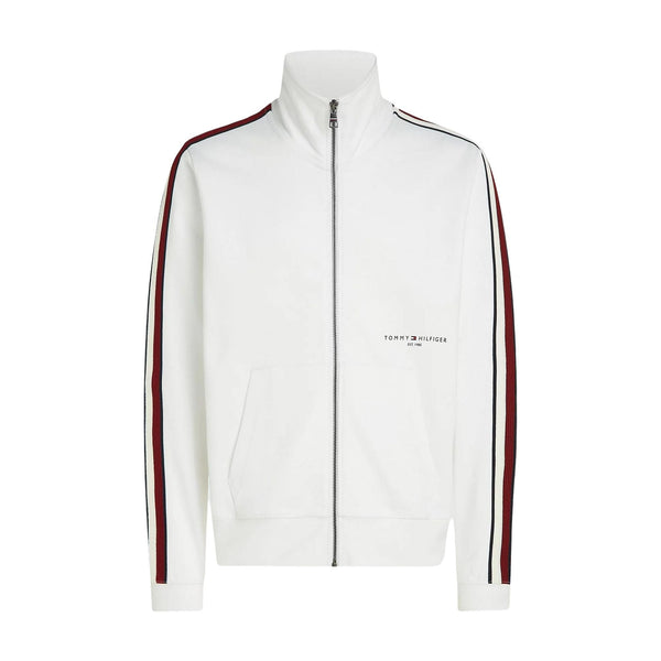 Felpa Uomo zip con banda laterale Bianco Tommy Hilfiger- Francavilla Moda